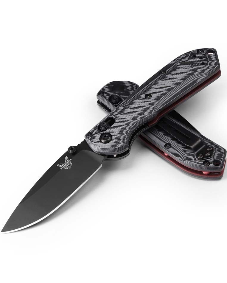 Benchmade 565BK-02 Mini Freek 3 CPM-M4 Black Cerakote Drop Point Black  Gray G10 Handles Folding Knife