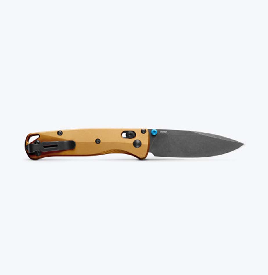 Benchmade 535BK-7 Bugout AXIS 3.24" Burnt Brass Aluminum M390 Black DLC Battlewash Finish Blade Folding Knife - 535BK-7