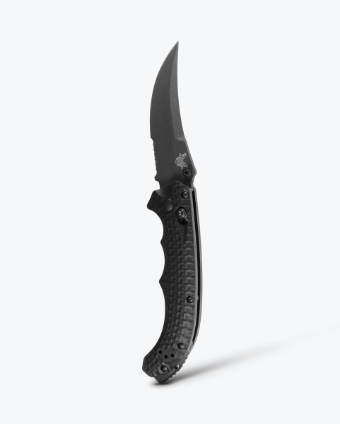 Benchmade 865SBK Mini Bedlam CPM-S90V 3.45" Scimitar SERRATED Graphite Cerakote Blade Black G10 Knife - 865SBK