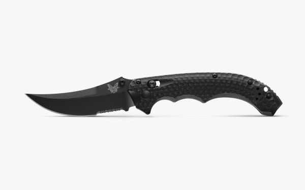 Benchmade 865SBK Mini Bedlam CPM-S90V 3.45" Scimitar SERRATED Graphite Cerakote Blade Black G10 Knife - 865SBK