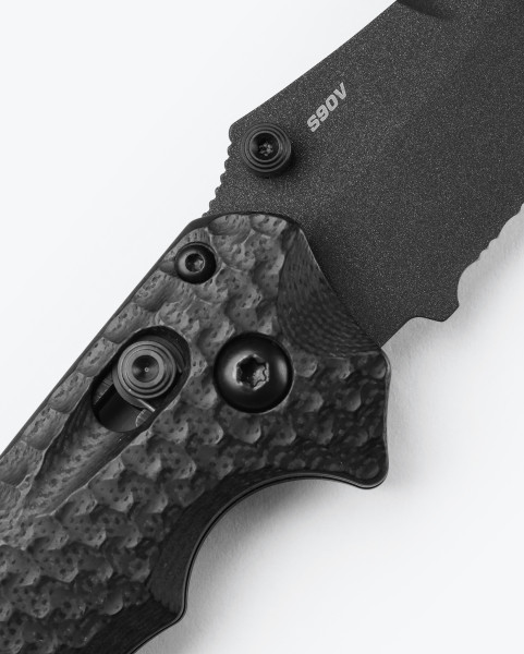 Benchmade 865SBK Mini Bedlam CPM-S90V 3.45" Scimitar SERRATED Graphite Cerakote Blade Black G10 Knife - 865SBK