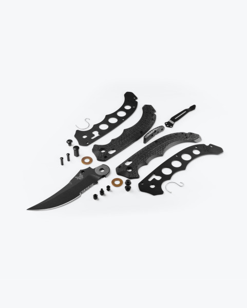 Benchmade 865SBK Mini Bedlam CPM-S90V 3.45" Scimitar SERRATED Graphite Cerakote Blade Black G10 Knife - 865SBK