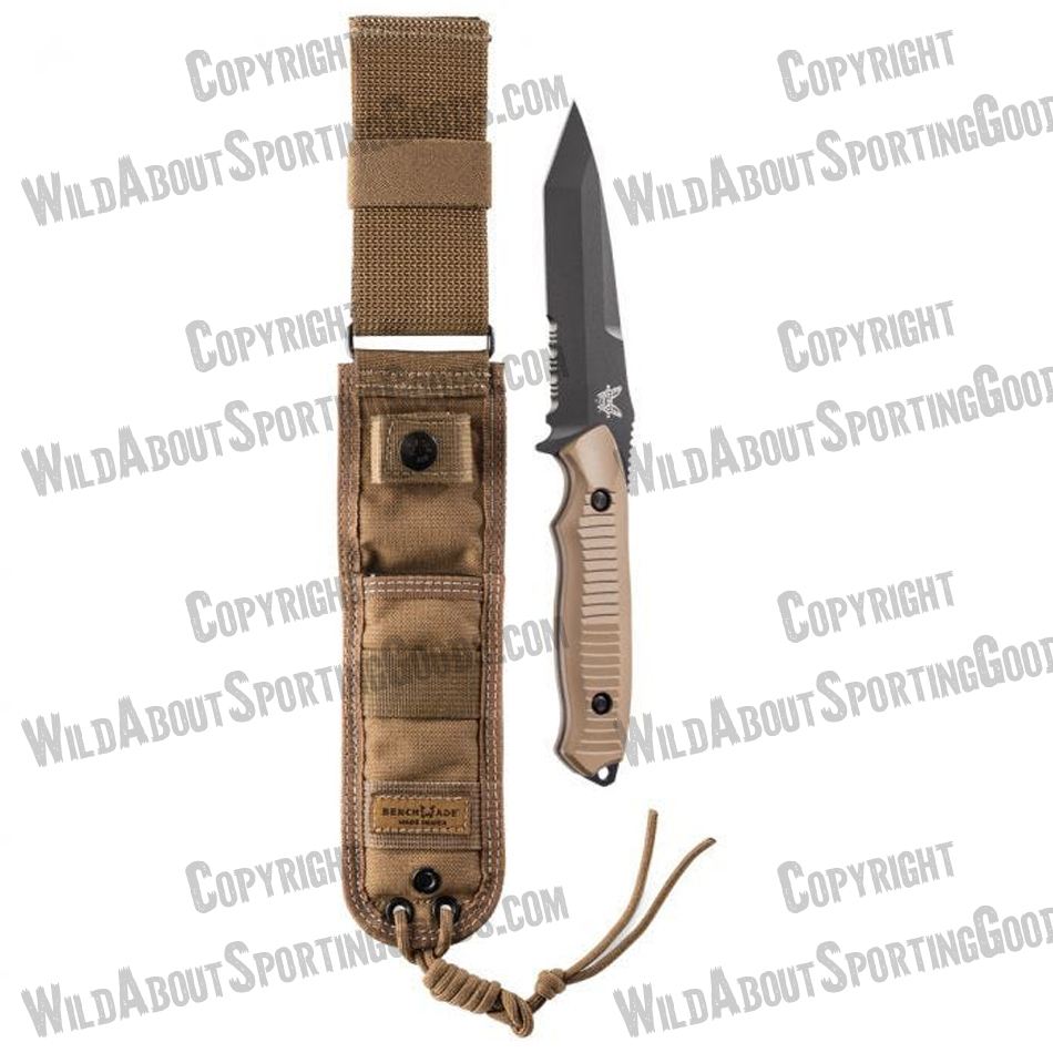 Benchmade 141SBKSN Nimravus Tanto 4.5" Combo Blade, Sand Aluminum Handles, Sand Sheath