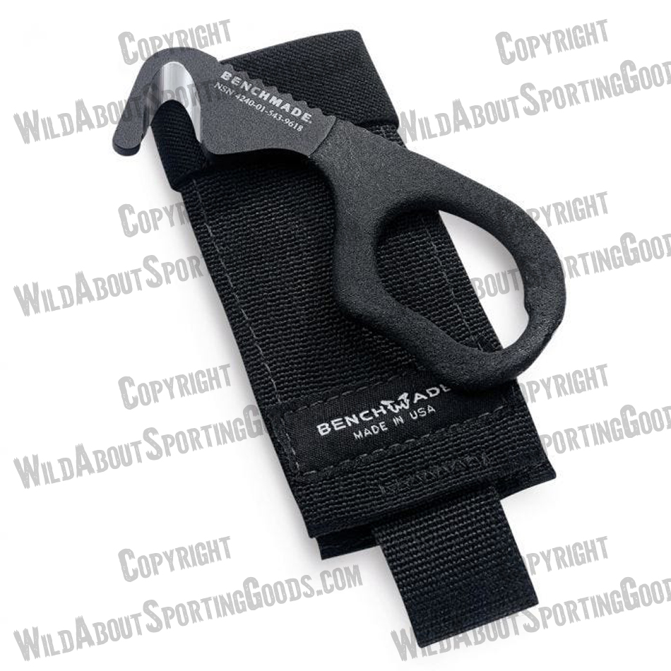 Benchmade 7 BLKW Rescue Hook Strap Cutter 440C Steel 4.3" Overall, Soft Black Cordura Sheath