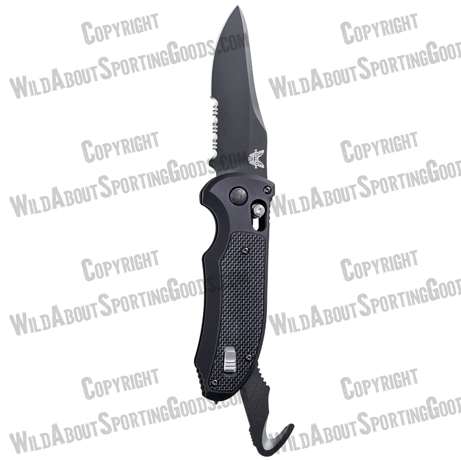 Benchmade 9170SBK AUTO AXIS Triage Rescue Folder 3.58" Black Combo Blade, Aluminum with Black G10 Inlays