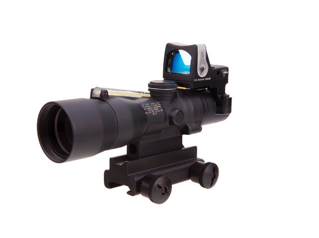 Trijicon TA33-C-400119 / TA33-C-400160 ACOG 3x30 Riflescope and Trijicon RMR - .223 / 62 Grain Chevron Reticle, Dual Illuminated RMR 9.0 MOA Dot, Thumbscrew Mount Trijicon TA33-C-400119 / TA33-C-400160 ACOG 3x30 Riflescope and Trijicon RMR - .223 / 62 Grain Chevron Reticle, Dual Illuminated RMR 9.0 MOA Dot, Thumbscrew Mount