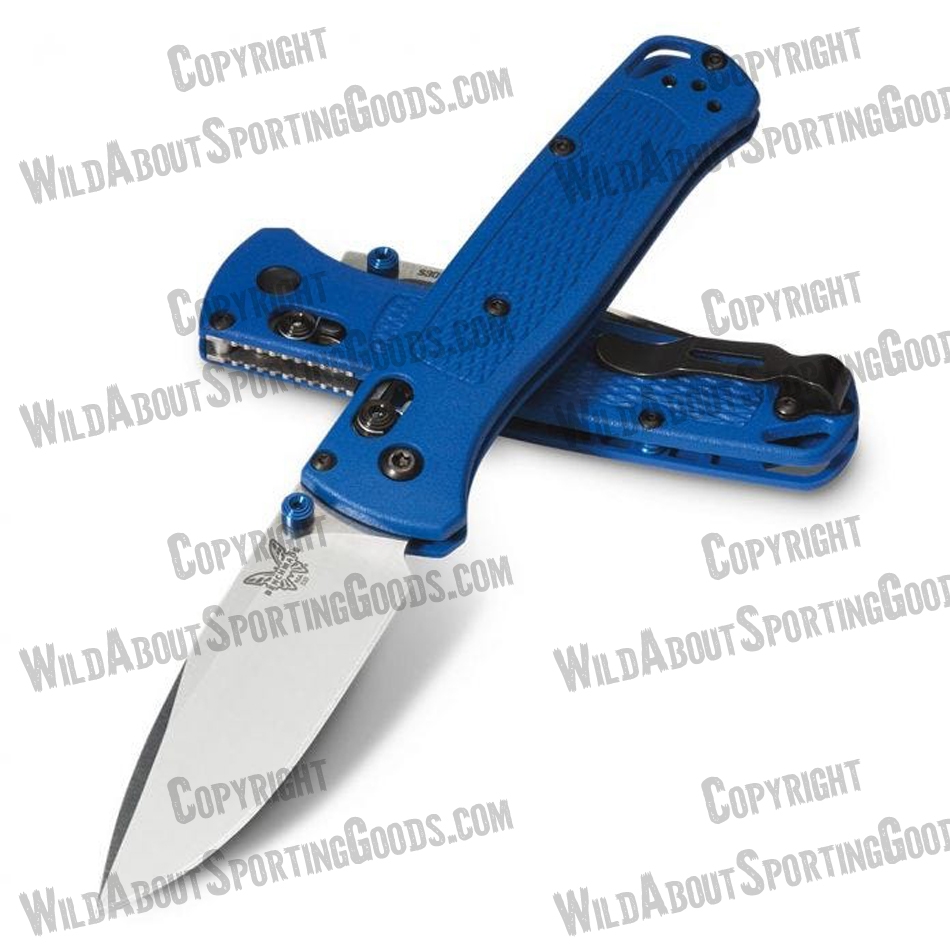 Benchmade 535 Bugout AXIS Folding Knife 3.24" S30V Satin Plain Blade, Blue Grivory Handles