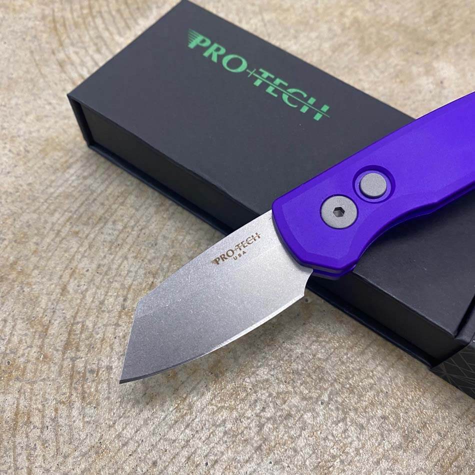 Protech Runt 5 R5401-PURPLE Solid Purple Handle 1.9 Stonewash