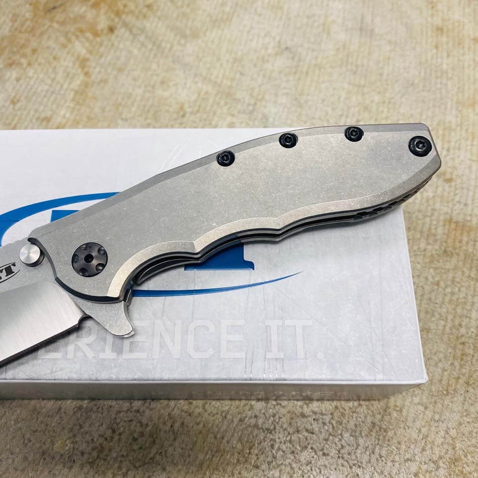 Zero Tolerance 0562TI Hinderer Flipper Knife 3.5" CPM-20CV Satin/Stonewashed Plain Blade, Titanium Handles - 0562TI