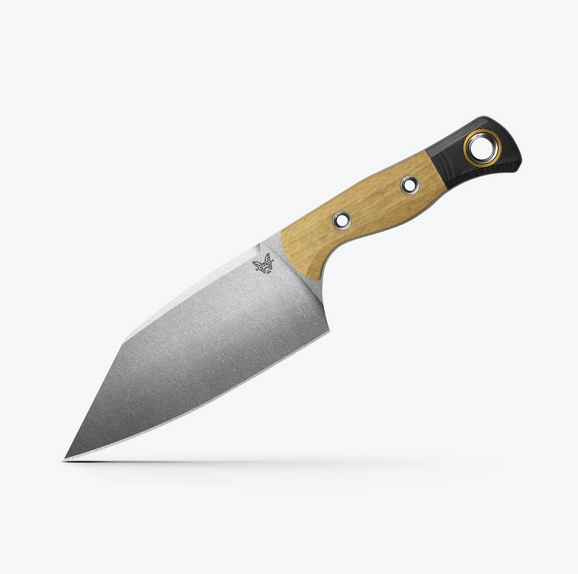 Benchmade 4010-02 Station Knife, 5.97" CPM-154 wear resistant stainless steel (58-61HRC), maple vally richlite with black G10 bolster handle