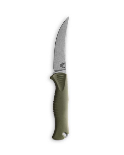 Benchmade 15505 Meatcrafter 4” CPM-154 Blade Dark Olive Santoprene Handles Knife, Dual Orange Gray Sheath - 15505