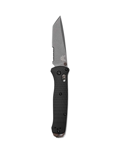 Benchmade 537SGY-03 Bailout BLACK HANDLE CPM-M4 SERRATED Black Blade 3.38" Ultralight Knife with Glass Breaker - 537SGY-03