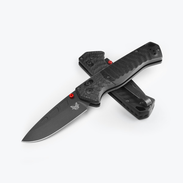 Benchmade 593BK-01 PSK 3.4" CPM-Magnacut Black Cerakote Finish Drop Point Blade Carbon Fiber Bolster Black G10 Handle AXIS Assist Knife - 593BK-01