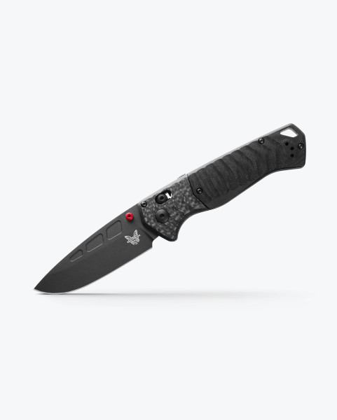 Benchmade 593BK-01 PSK 3.4" CPM-Magnacut Black Cerakote Finish Drop Point Blade Carbon Fiber Bolster Black G10 Handle AXIS Assist Knife - 593BK-01