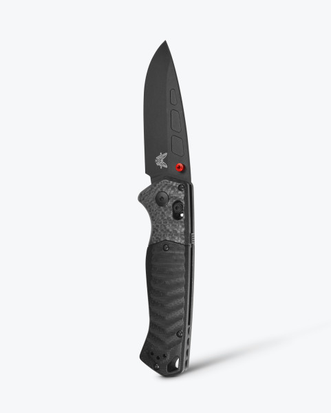 Benchmade 593BK-01 PSK 3.4" CPM-Magnacut Black Cerakote Finish Drop Point Blade Carbon Fiber Bolster Black G10 Handle AXIS Assist Knife - 593BK-01