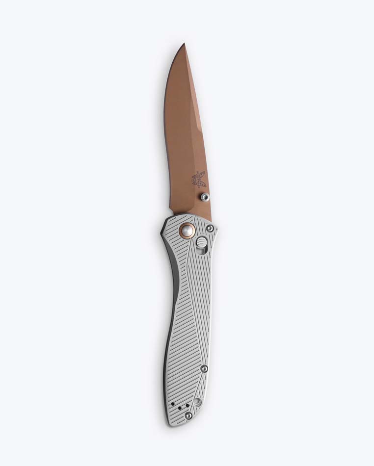 Benchmade 710FE-24 Seven Ten, 4" Flat Earth PVD Blade, Gray Aluminum Handle Knife - 710FE-24