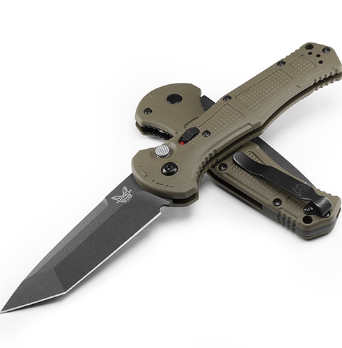 Benchmade 9071BK-1 Claymore AUTO Folding Knife 3.6" CPM-D2 Tanto Cobalt Blade Ranger Green Grivory Handles Benchmade 9071BK-1 Claymore AUTO Folding Knife 3.6" CPM-D2 Tanto Cobalt Blade Ranger Green Grivory Handles