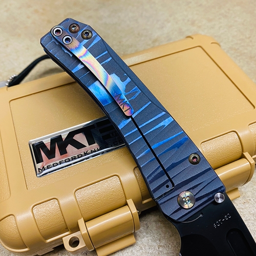 Medford Slim Midi S35VN Satin 3.25" Tanto Dark Blue Shiny Bamboo Folding Knife Serial 03-106 - MK201SPQ-37A2-TFCF-BQ4