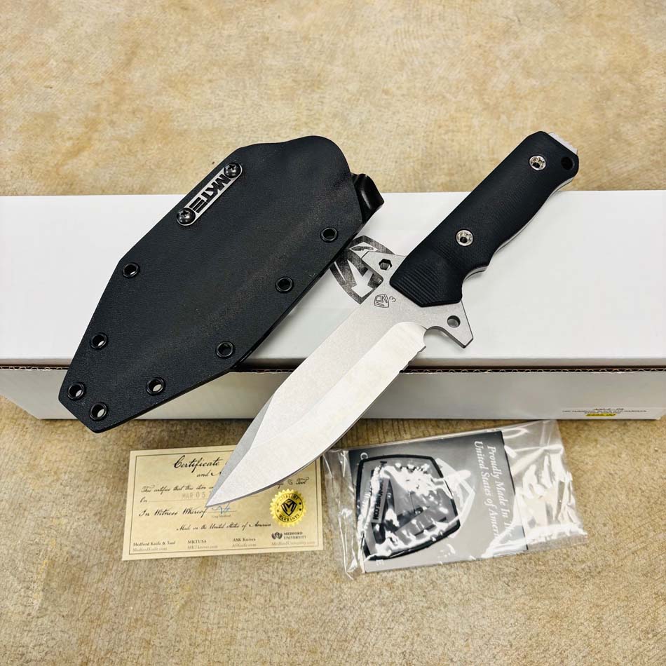 Medford AIO-2 ProSeries 3V Tumbled 5.3" Fixed Blade Black G10 Handles Knife Medford AIO-2 ProSeries 3V Tumbled 5.3" Fixed Blade Black G10 Handles Knife