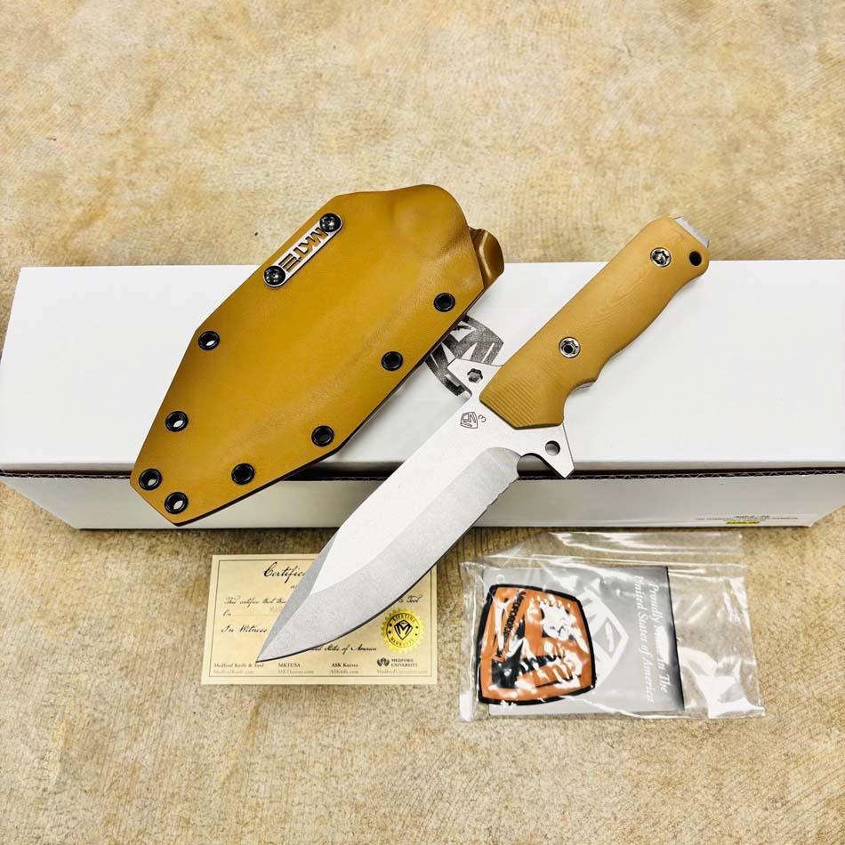 Medford AIO-2 ProSeries 3V Tumbled 5.3" Fixed Blade Coyote G10 Handles Knife Medford AIO-2 ProSeries 3V Tumbled 5.3" Fixed Blade Coyote G10 Handles Knife