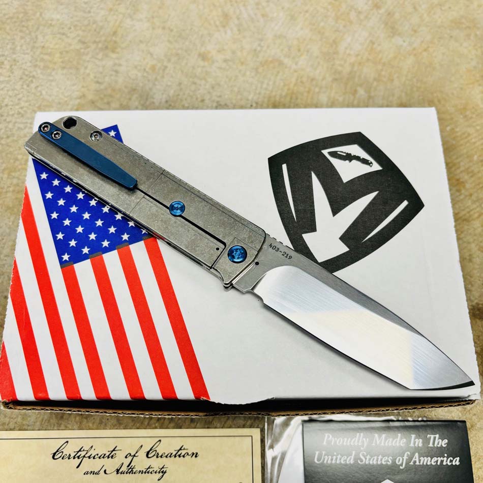 Medford Antik Front Flipper, S35VN Tumbled TANTO, Warthog Star-N-Bars Rivets Knife Serial 403-219 - MKT Antik Warthog Tanto Knife 2