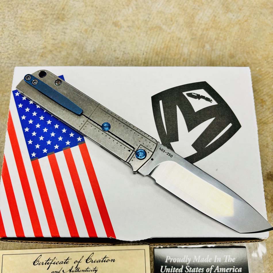 Medford Antik Front Flipper, S35VN Tumbled TANTO, Warthog Star-N-Bars Rivets Knife Serial 403-250 - MKT Antik Warthog Tanto Knife 1