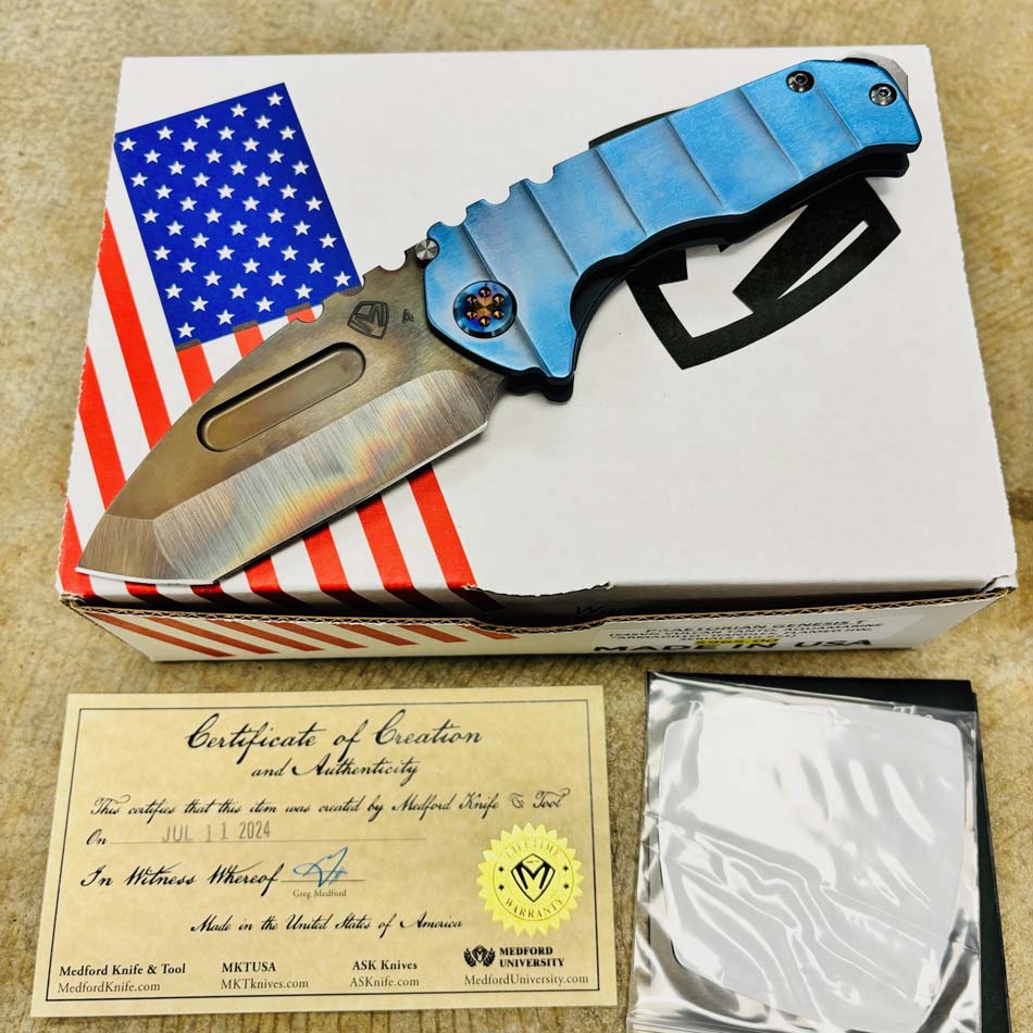 Medford Praetorian Genesis T S45VN Vulcan 3.3" TANTO Aquamarine Armadillo Handle Knife 310-671 Medford Praetorian Genesis T S45VN Vulcan 3.3" TANTO Aquamarine Armadillo Handle Knife 310-671