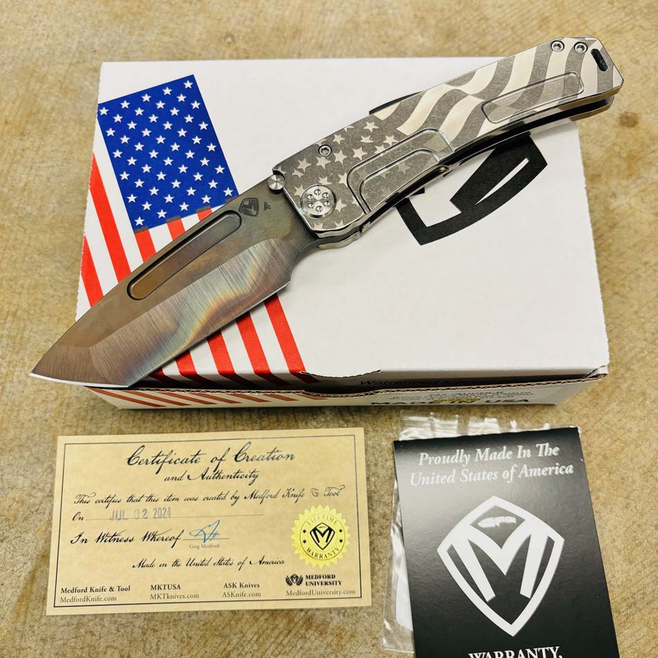 Medford Marauder H S45V 3.75" VULCAN Tanto Ghosted American Flag Knife 312-252 Medford Marauder H S45V 3.75" VULCAN Tanto Ghosted American Flag Knife 312-252