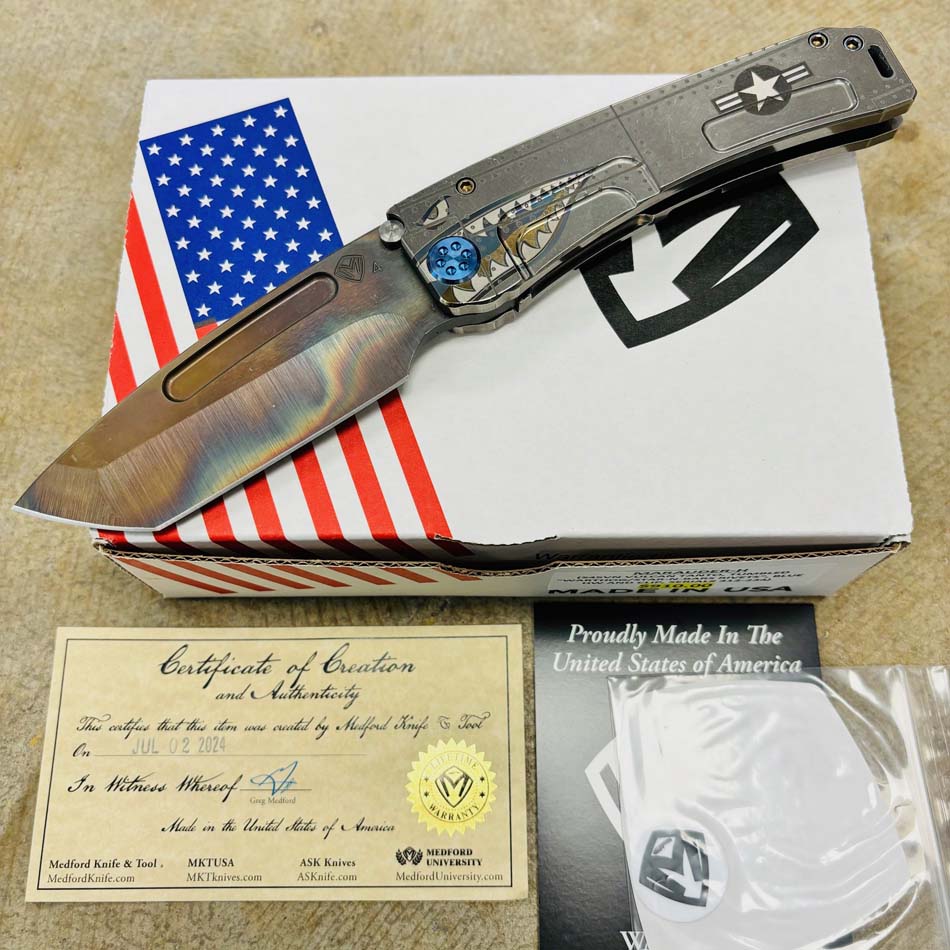 Medford Marauder H S45V 3.75" VULCAN Tanto Tumbled Warthog Stars-N-Bars Rivets Knife 312-234 Medford Marauder H S45V 3.75" VULCAN Tanto Tumbled Warthog Stars-N-Bars Rivets Knife 312-234