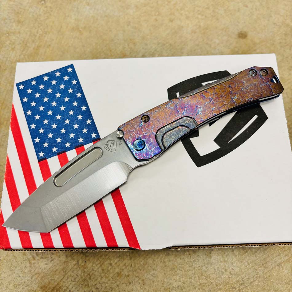 Medford Slim Midi S45VN Tumbled 3.25" TANTO Faced Acid Etched Blue to Bronze Handles Knife Serial 406-086 Medford Slim Midi S45VN Tumbled 3.25" TANTO Faced Acid Etched Blue to Bronze Handles Knife Serial 406-086