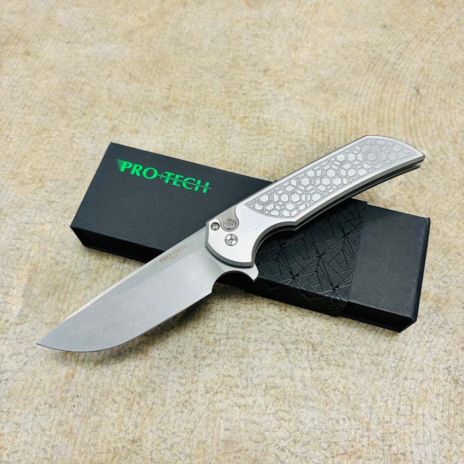 Protech 2024 Mordax Custom 002 17-4 Stainless Steel 2-Tone Gridlock Textured Handles, Stonewash Magnacut Blade Knife Protech 2024 Mordax Custom 002 17-4 Stainless Steel 2-Tone Gridlock Textured Handles, Stonewash Magnacut Blade Knife