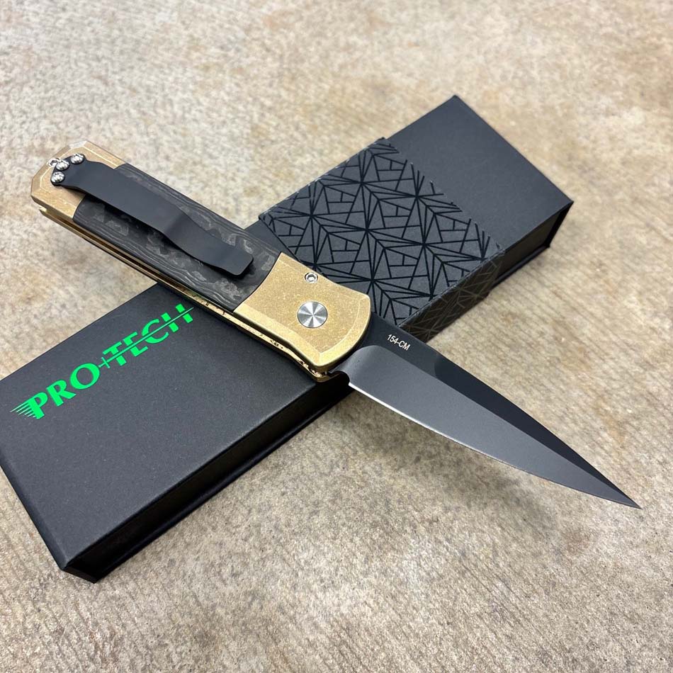 Protech 7115-CAMO Fat Carbon Black Camo Inlays Godson 3.15" DLC Black 154-CM Blade Auto Knife - Protech 7115-Camo Knife