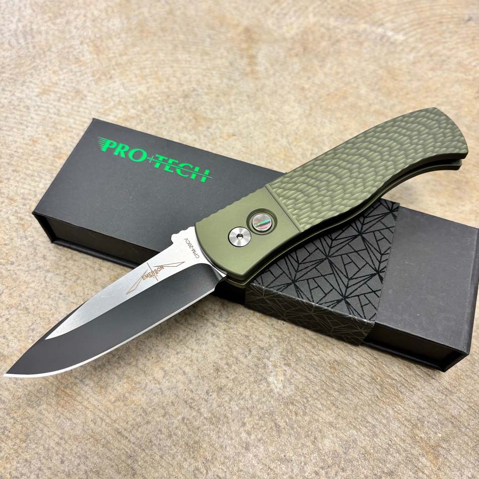 Protech CQC7 Auto Green Jigged Textured Handle, 2 Tone Spearpoint 20CV Blade, Wide Deep Carry Pocket Clip Knife BLADE SHOW 2024 Protech CQC7 Auto Green Jigged Textured Handle, 2 Tone Spearpoint 20CV Blade, Wide Deep Carry Pocket Clip Knife BLADE SHOW 2024