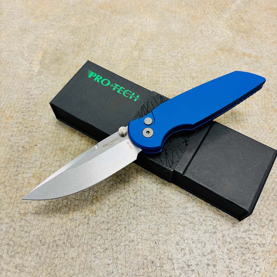 PROTECH TR-3 Integrity INT101-BLUE Clip Point 3.5" Manual Solid Blue Handle Stonewash S35VN Blade Knife PROTECH TR-3 Integrity INT101-BLUE Clip Point 3.5" Manual Solid Blue Handle Stonewash S35VN Blade Knife