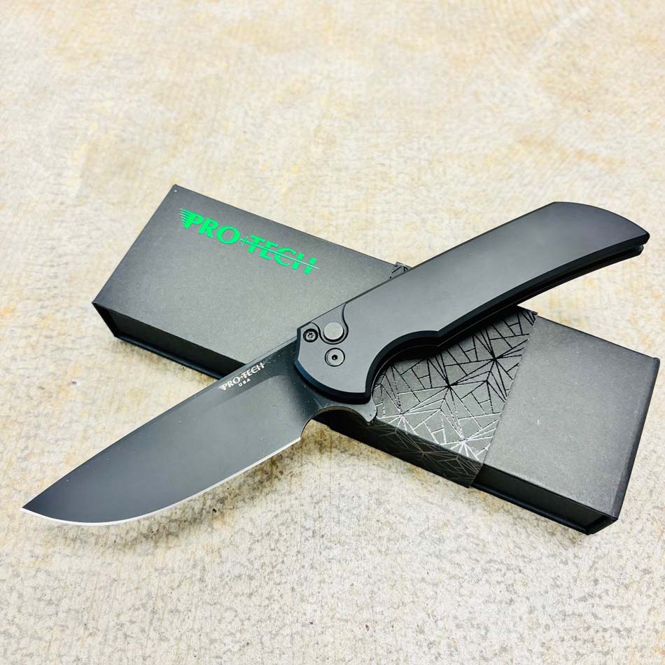 Protech MX103 Mordax Solid Black Handle 3.25" DLC Magnacut Blade Plain Edge Folding Knife Protech MX103 Mordax Solid Black Handle 3.25 DLC Magnacut Blade Plain Edge Folding Knife