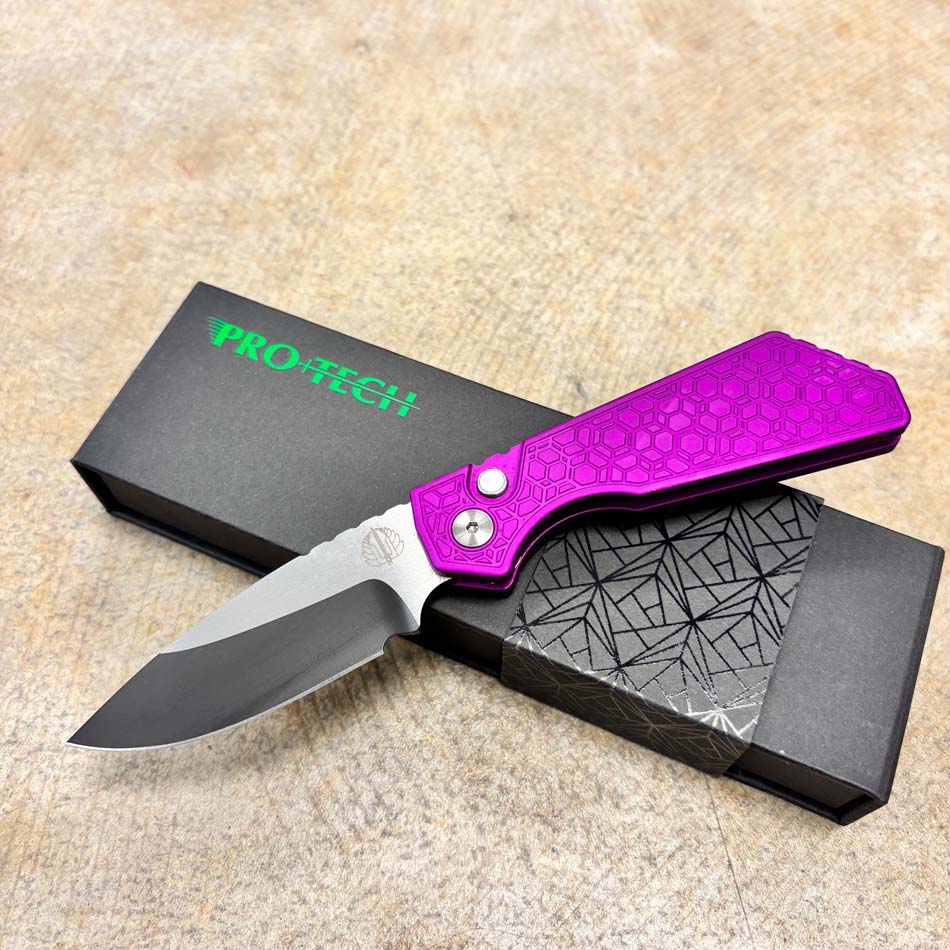 ProTech 2024 Strider PT+ Custom 008 Purple Gridlock Textured Handles with 2-Tone DLC Satin Magnacut Blade Knife ProTech 2024 Strider PT+ Custom 008 Purple Gridlock Textured Handles with 2-Tone DLC Satin Magnacut Blade Knife