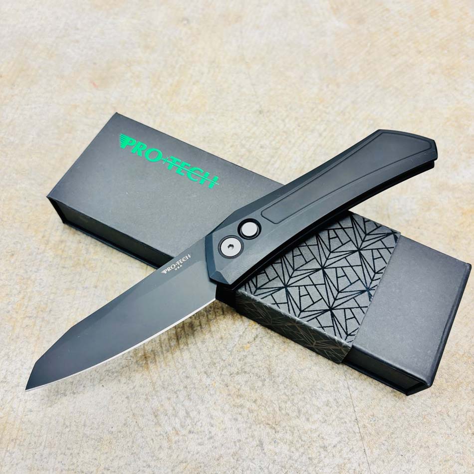 Protech DS103 Oligarch Dmitry Sinkevick Design Solid Black Aluminum Handles, DLC Black Magnacut Blade Knife Protech DS103 Oligarch Dmitry Sinkevick Design Solid Black Aluminum Handles, DLC Black Magnacut Blade Knife