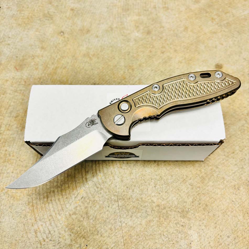 Rick Hinderer XM-18 3.5" AUTO CPM-S45VN Bowie Knife Stonewash Bronze Knife - RH XM-18 Bowie AUTO Bronze