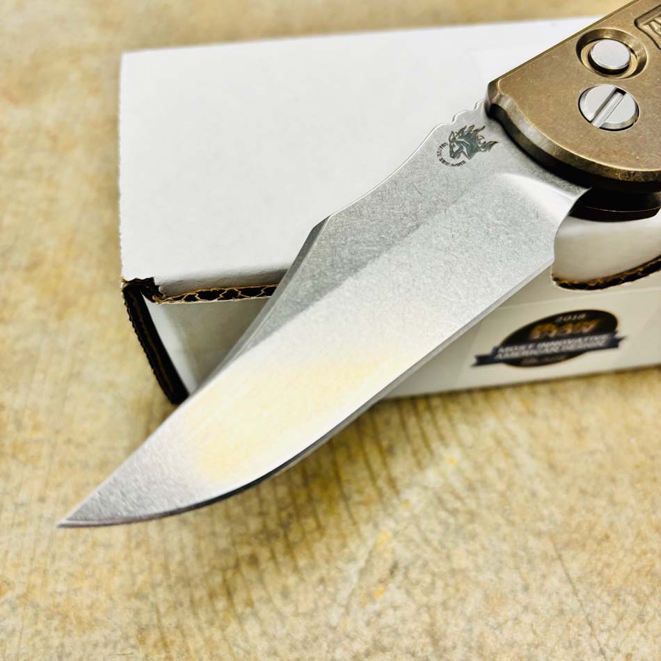 Rick Hinderer XM-18 3.5" AUTO CPM-S45VN Bowie Knife Stonewash Bronze Knife - RH XM-18 Bowie AUTO Bronze