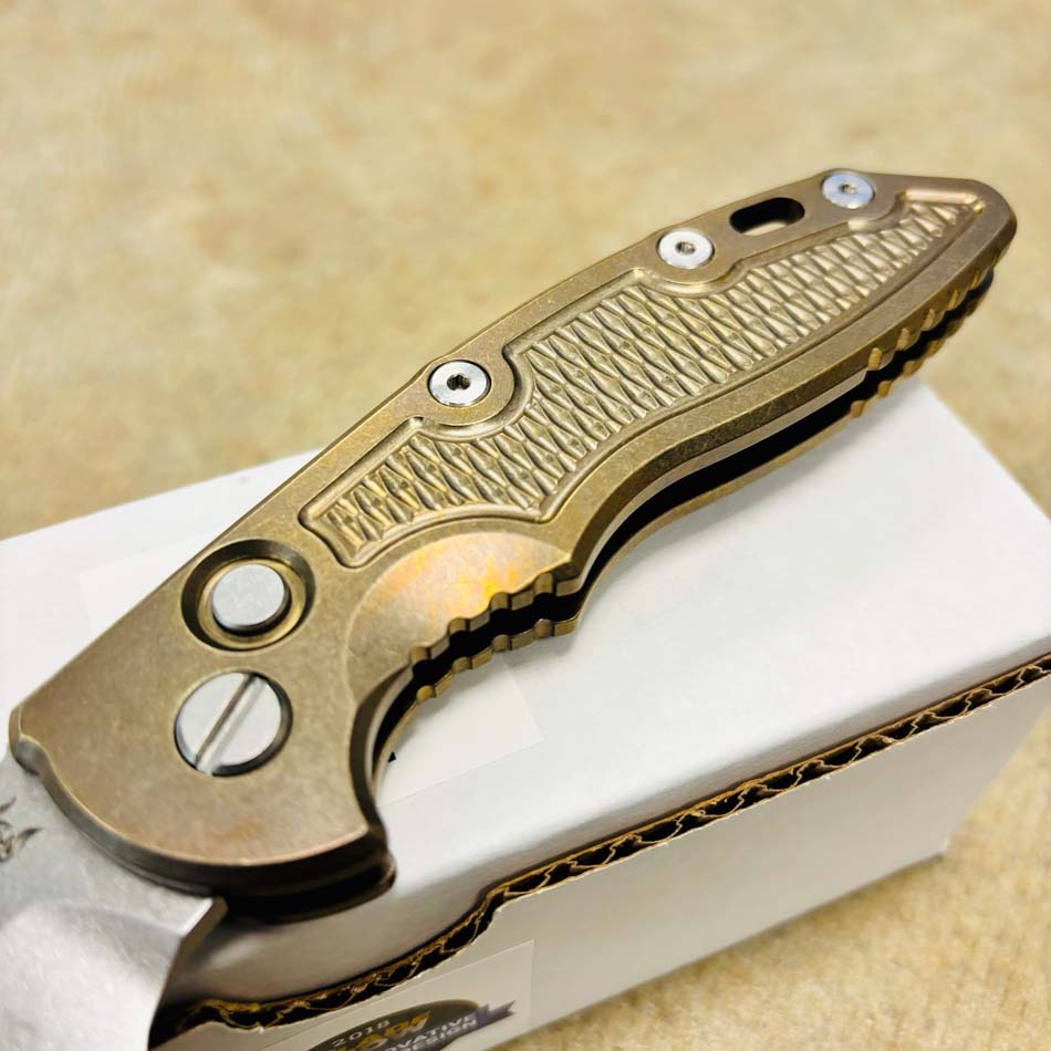 Rick Hinderer XM-18 3.5" AUTO CPM-S45VN Bowie Knife Stonewash Bronze Knife - RH XM-18 Bowie AUTO Bronze