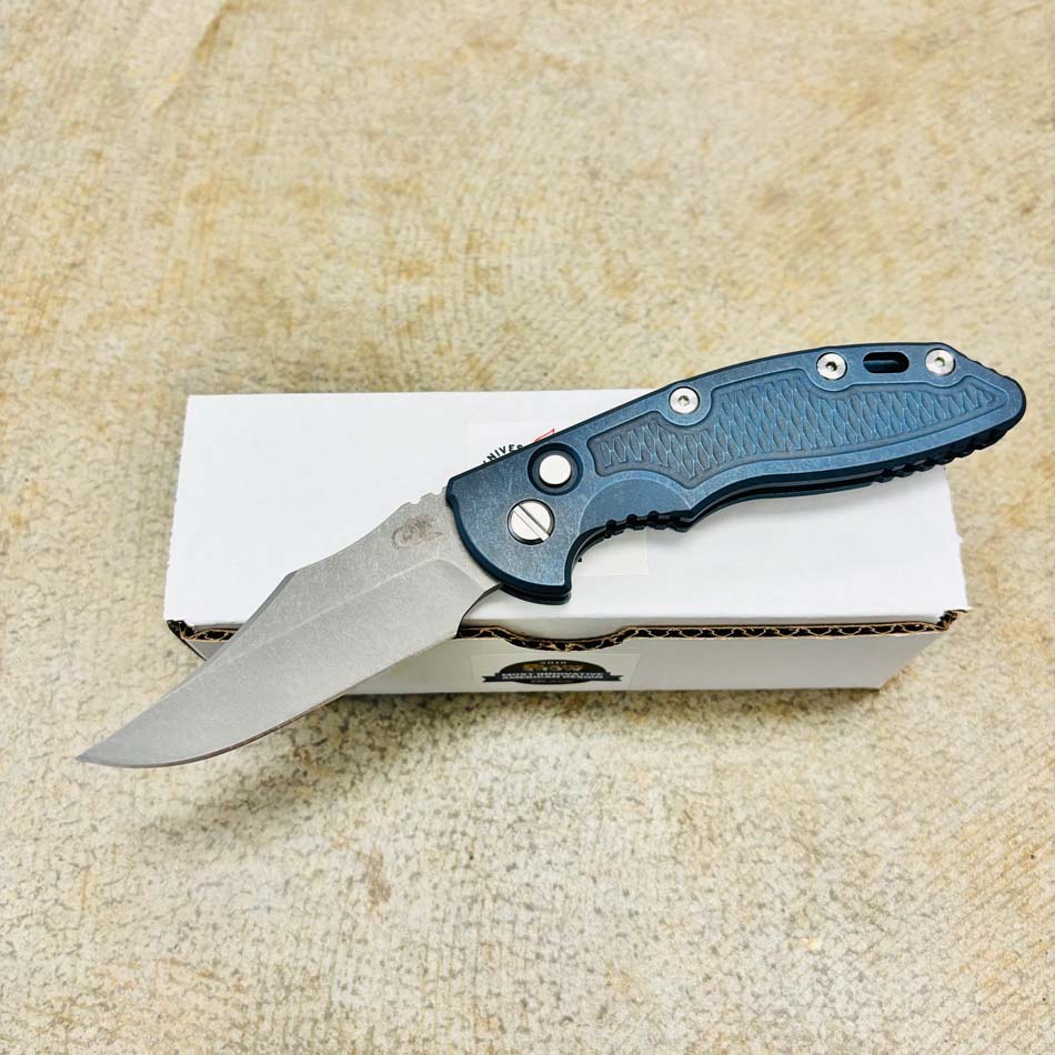 Rick Hinderer XM-18 3.5" AUTO CPM-S45VN Bowie Knife Battle Blue Knife Rick Hinderer XM-18 3.5" AUTO CPM-S45VN Bowie Knife Battle Blue Knife