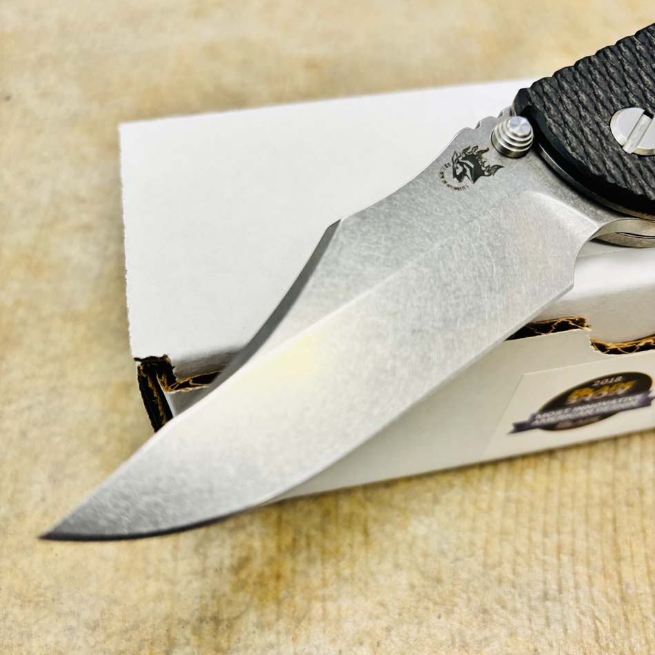 Rick Hinderer XM-18 3.5" S45VN Bowie NON FLIPPER, Tri-Way, Stonewash, Black G10 Knife - RH XM-18 3.5" Bowie NF SW Black