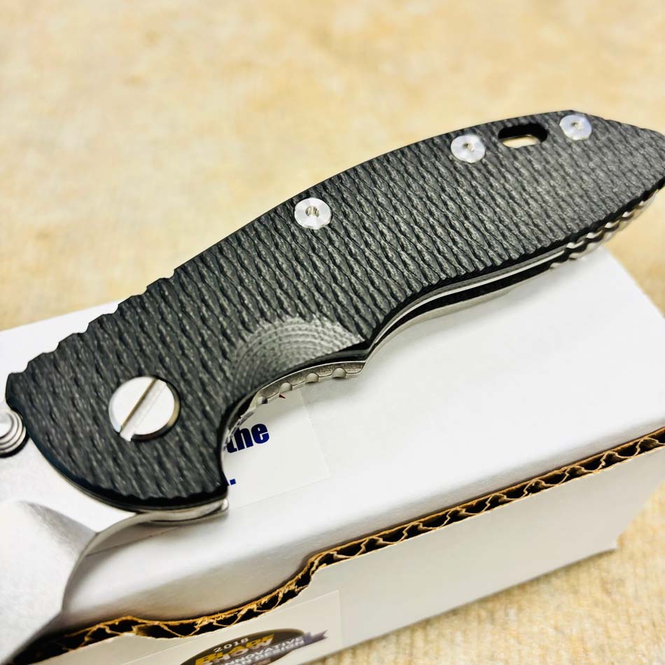 Rick Hinderer XM-18 3.5" S45VN Bowie NON FLIPPER, Tri-Way, Stonewash, Black G10 Knife - RH XM-18 3.5" Bowie NF SW Black