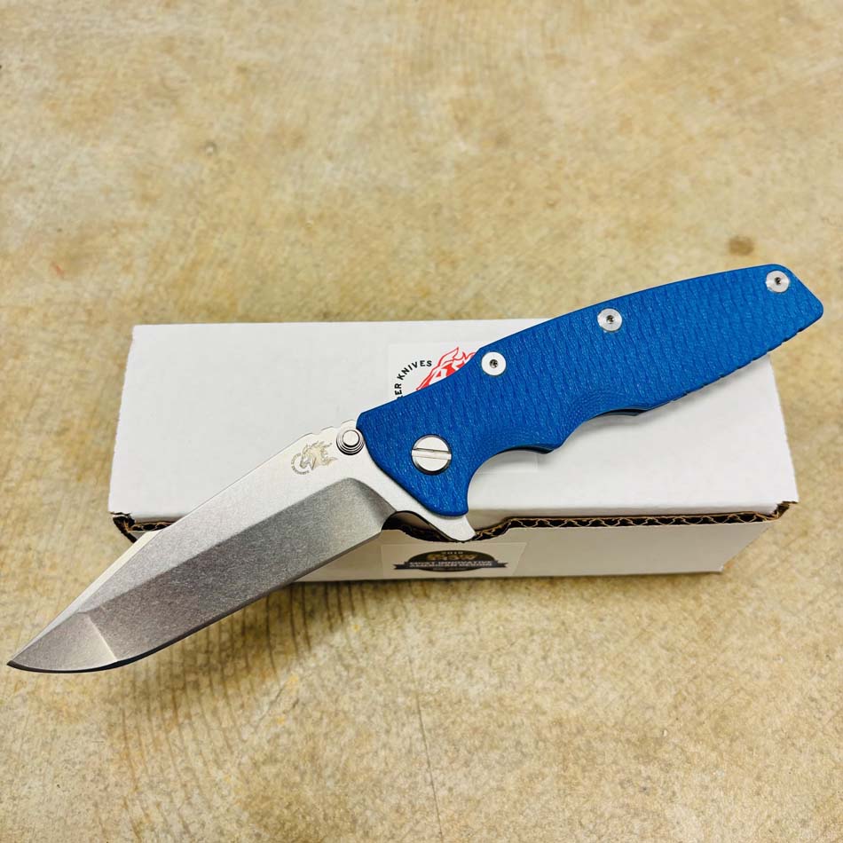 Rick Hinderer Eklipse 3.5" Harpoon Spanto Tri-Way Stonewash Blue Blue G10 Flipper Knife Rick Hinderer Eklipse 3.5" Harpoon Spanto Tri-Way Stonewash Blue Blue G10 Flipper Knife