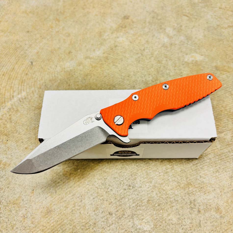 Rick Hinderer Eklipse 3.5" Harpoon Spanto Tri-Way Stonewash Blue Orange G10 Flipper Knife Rick Hinderer Eklipse 3.5" Harpoon Spanto Tri-Way Stonewash Blue Orange G10 Flipper Knife