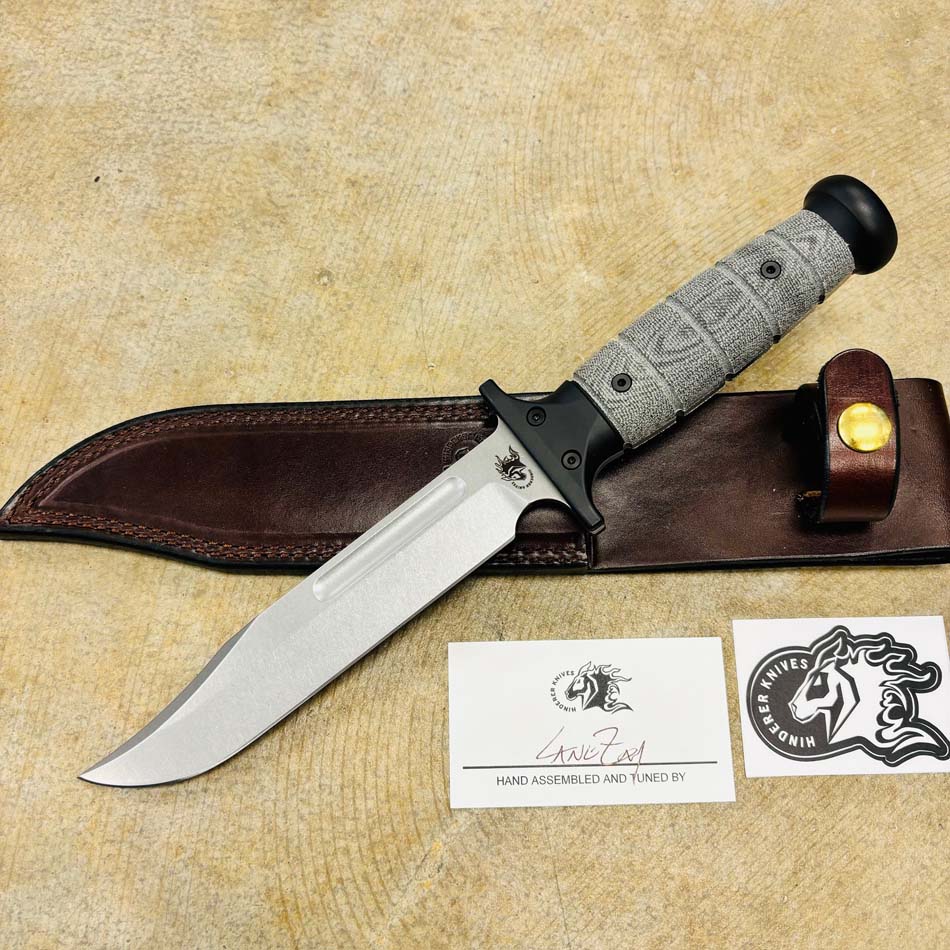 Rick Hinderer KaBar 3V Stonewash Blade Black Micarta Handles Fixed Knife - RH KaBar SW Black Micarta Knife