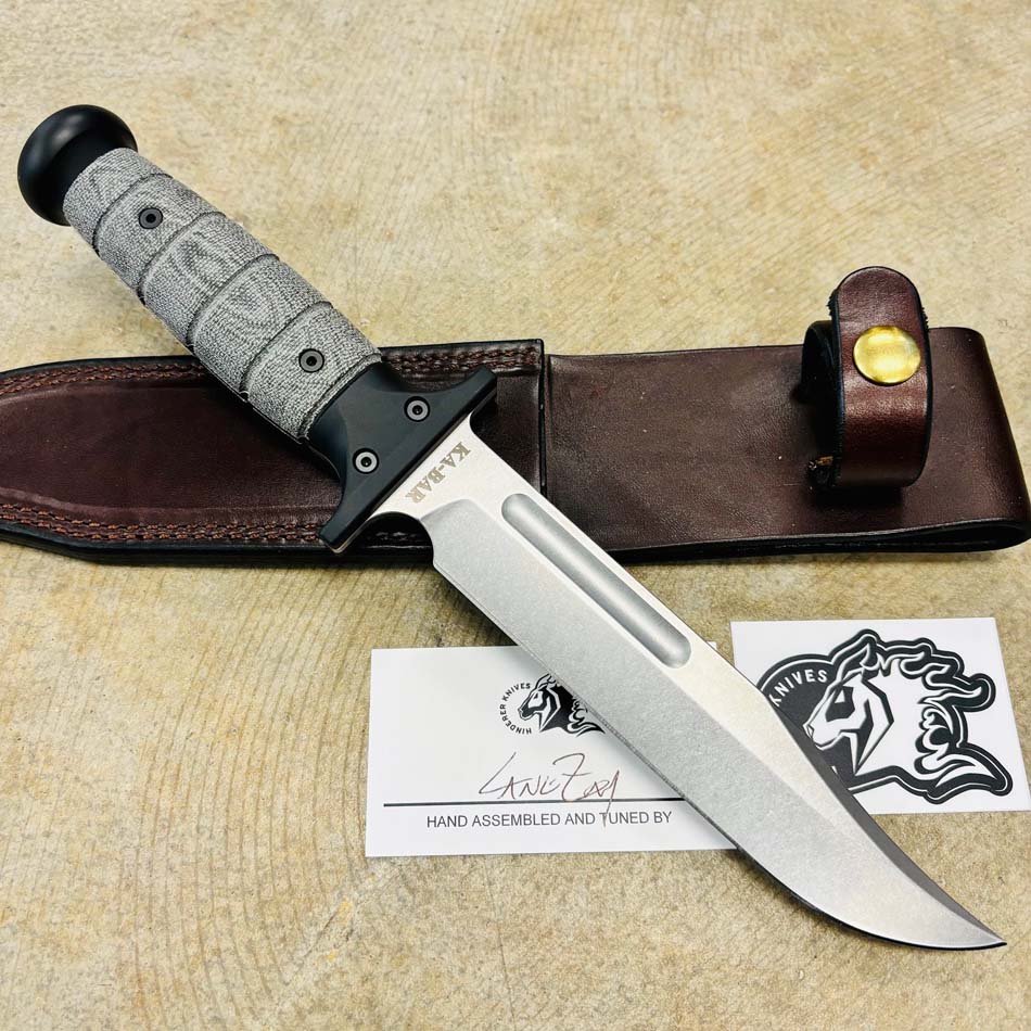 Rick Hinderer KaBar 3V Stonewash Blade Black Micarta Handles Fixed Knife - RH KaBar SW Black Micarta Knife