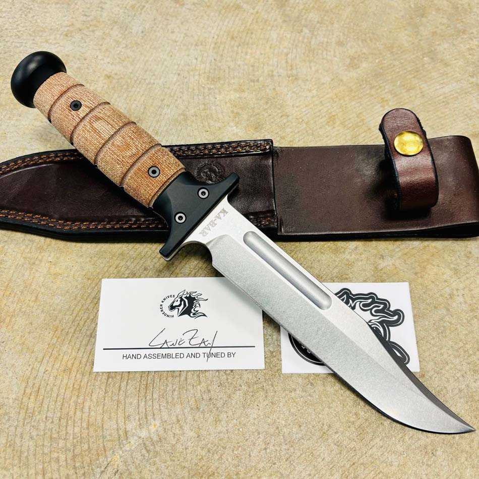 Rick Hinderer KaBar 3V Stonewash Blade Brown Micarta Handles Fixed Knife - RH KaBar SW Brown Micarta