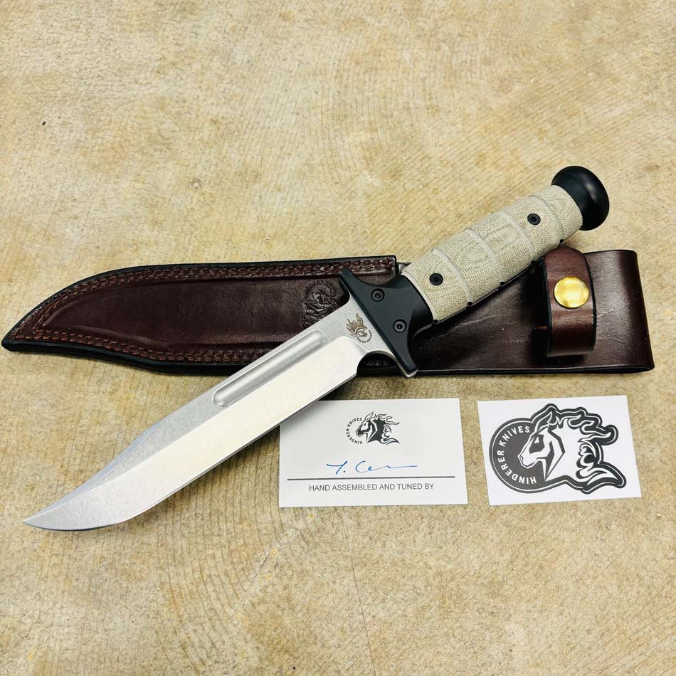 Rick Hinderer KaBar 3V Stonewash Blade OD Green Micarta Handles Fixed Knife - RH KaBar SW OD Green Micarta