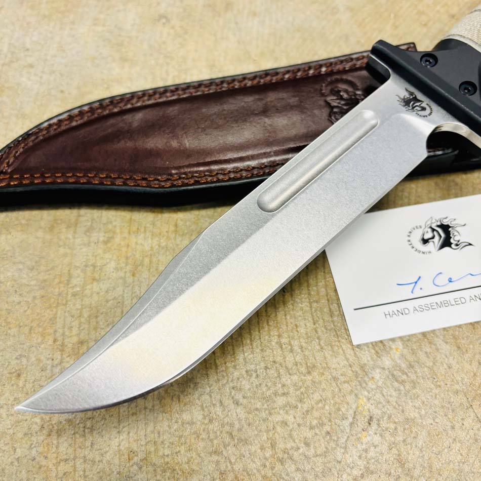 Rick Hinderer KaBar 3V Stonewash Blade OD Green Micarta Handles Fixed Knife - RH KaBar SW OD Green Micarta